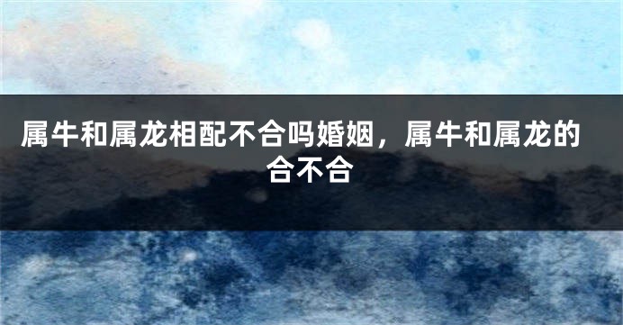 属牛和属龙相配不合吗婚姻，属牛和属龙的合不合