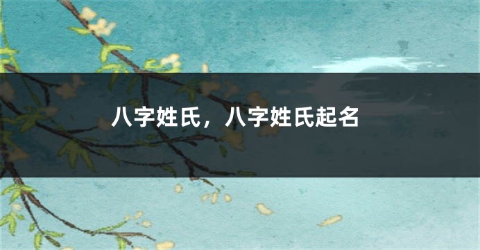 八字姓氏，八字姓氏起名
