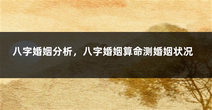 八字婚姻分析，八字婚姻算命测婚姻状况
