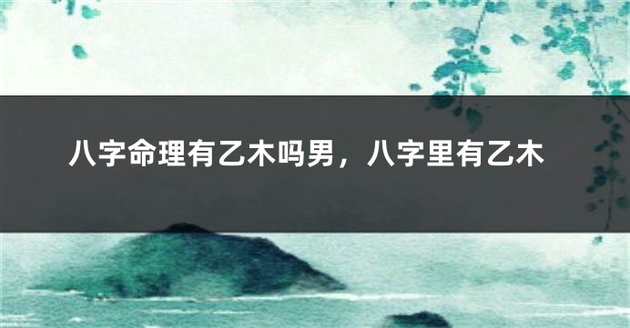八字命理有乙木吗男，八字里有乙木