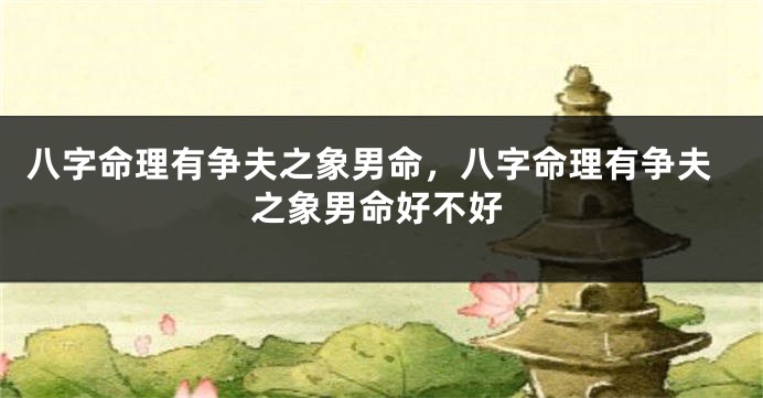八字命理有争夫之象男命，八字命理有争夫之象男命好不好