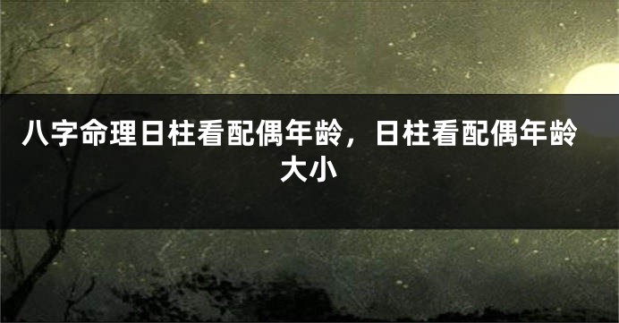八字命理日柱看配偶年龄，日柱看配偶年龄大小