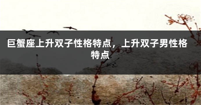 巨蟹座上升双子性格特点，上升双子男性格特点