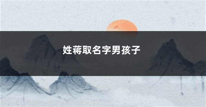 姓蒋取名字男孩子