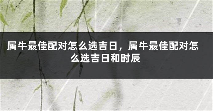 属牛最佳配对怎么选吉日，属牛最佳配对怎么选吉日和时辰