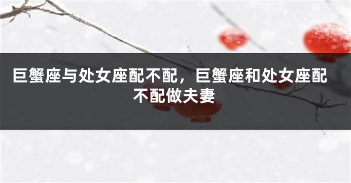 巨蟹座与处女座配不配，巨蟹座和处女座配不配做夫妻