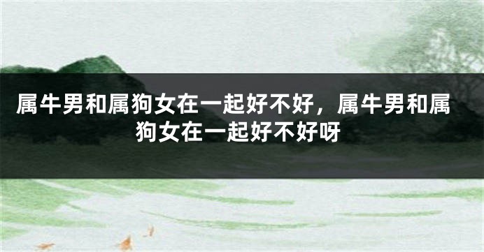 属牛男和属狗女在一起好不好，属牛男和属狗女在一起好不好呀