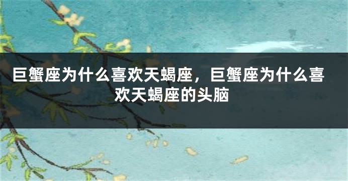巨蟹座为什么喜欢天蝎座，巨蟹座为什么喜欢天蝎座的头脑