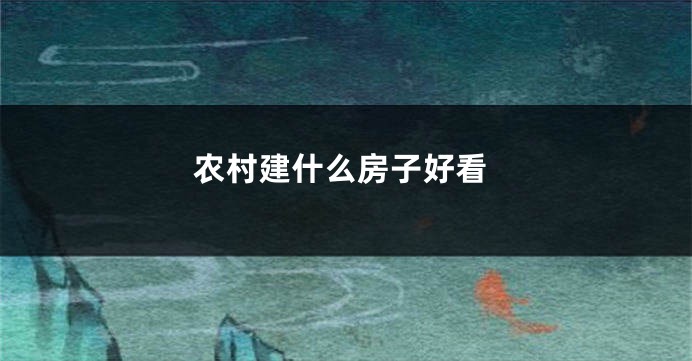 农村建什么房子好看