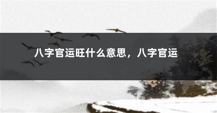 八字官运旺什么意思，八字官运
