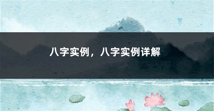 八字实例，八字实例详解