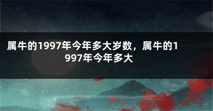 属牛的1997年今年多大岁数，属牛的1997年今年多大