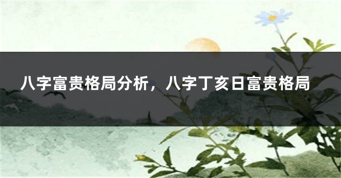 八字富贵格局分析，八字丁亥日富贵格局