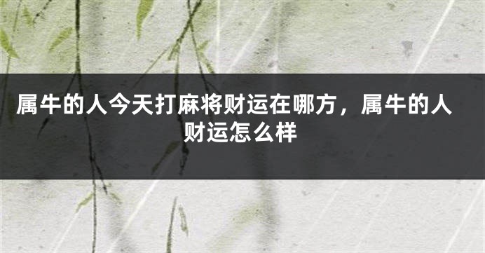 属牛的人今天打麻将财运在哪方，属牛的人财运怎么样