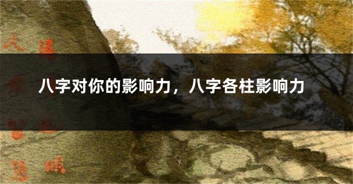八字对你的影响力，八字各柱影响力