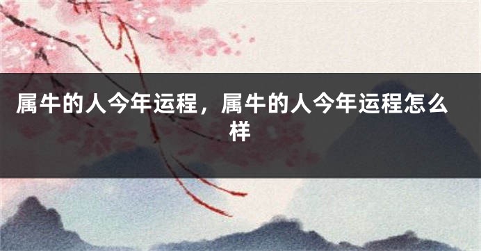属牛的人今年运程，属牛的人今年运程怎么样