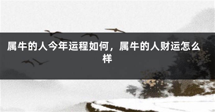 属牛的人今年运程如何，属牛的人财运怎么样