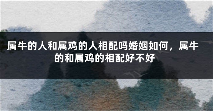 属牛的人和属鸡的人相配吗婚姻如何,属牛的和属鸡的相配好不好