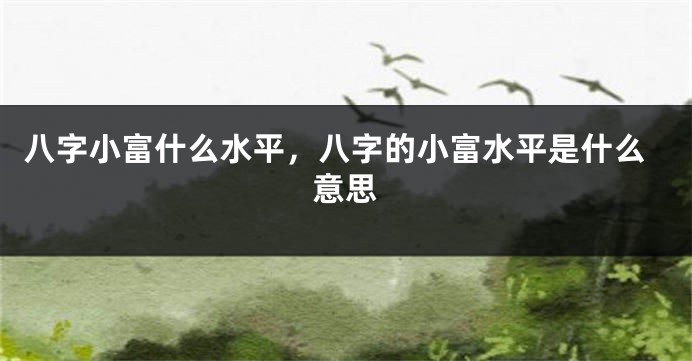 八字小富什么水平，八字的小富水平是什么意思