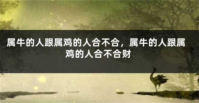 属牛的人跟属鸡的人合不合，属牛的人跟属鸡的人合不合财