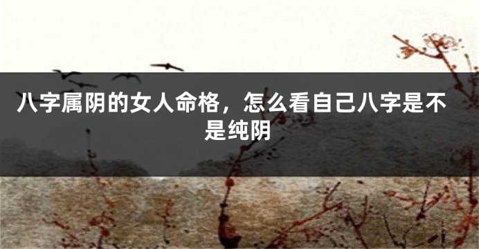 八字属阴的女人命格，怎么看自己八字是不是纯阴