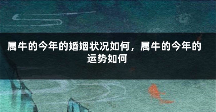 属牛的今年的婚姻状况如何，属牛的今年的运势如何