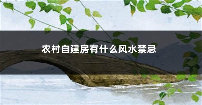 农村自建房有什么风水禁忌