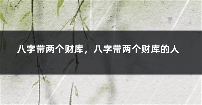 八字带两个财库，八字带两个财库的人