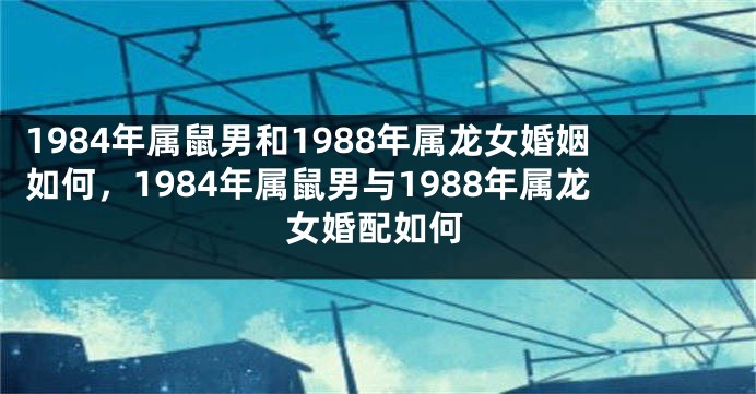 1984年属鼠男和1988年属龙女婚姻如何，1984年属鼠男与1988年属龙女婚配如何