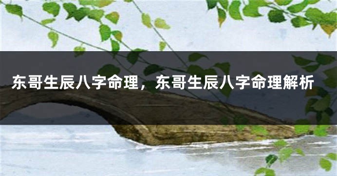 东哥生辰八字命理，东哥生辰八字命理解析