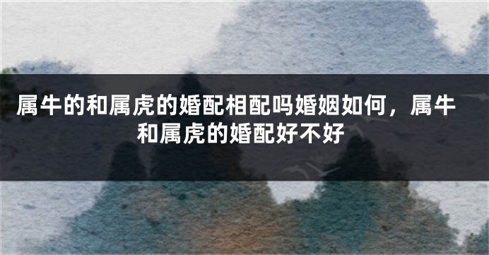 属牛的和属虎的婚配相配吗婚姻如何，属牛和属虎的婚配好不好