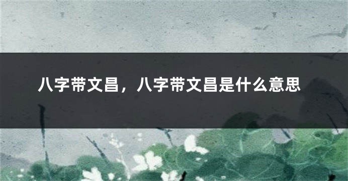 八字带文昌，八字带文昌是什么意思