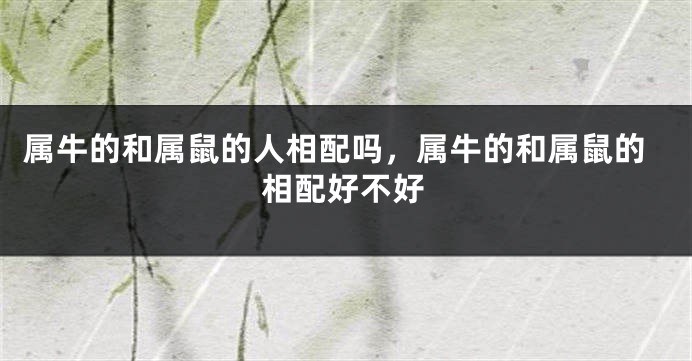 属牛的和属鼠的人相配吗，属牛的和属鼠的相配好不好
