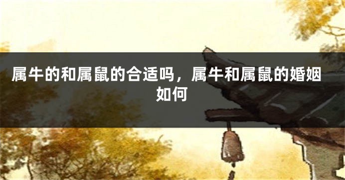 属牛的和属鼠的合适吗，属牛和属鼠的婚姻如何