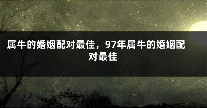 属牛的婚姻配对最佳，97年属牛的婚姻配对最佳