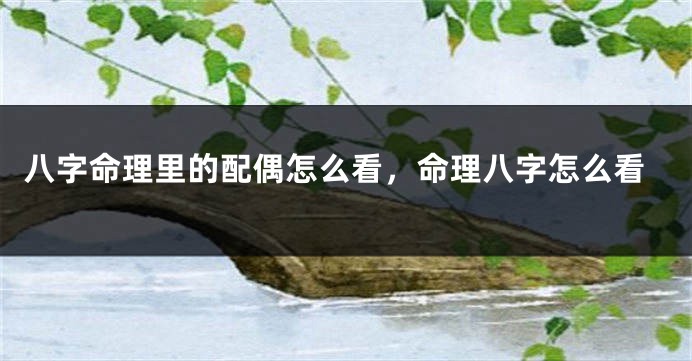 八字命理里的配偶怎么看，命理八字怎么看