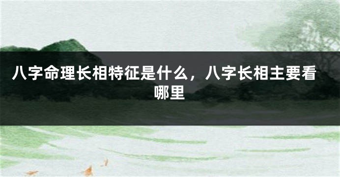 八字命理长相特征是什么，八字长相主要看哪里