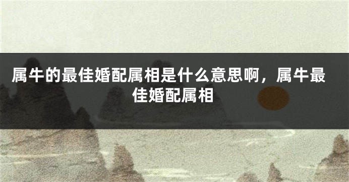 属牛的最佳婚配属相是什么意思啊，属牛最佳婚配属相
