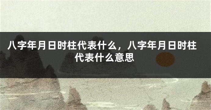 八字年月日时柱代表什么，八字年月日时柱代表什么意思