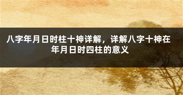 八字年月日时柱十神详解，详解八字十神在年月日时四柱的意义