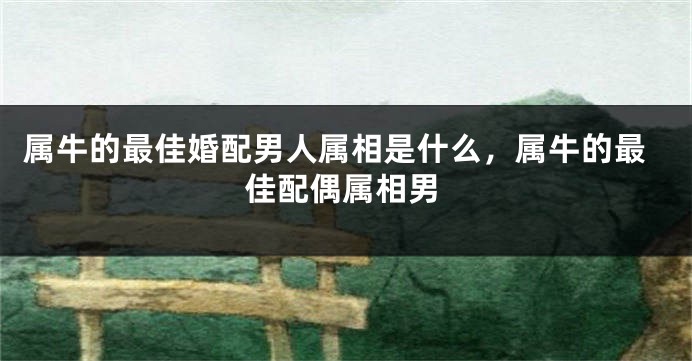 属牛的最佳婚配男人属相是什么，属牛的最佳配偶属相男