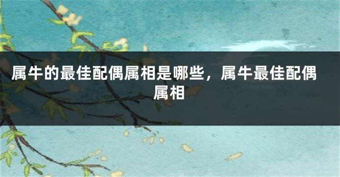 属牛的最佳配偶属相是哪些，属牛最佳配偶属相