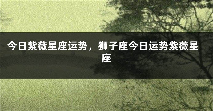 今日紫薇星座运势，狮子座今日运势紫薇星座