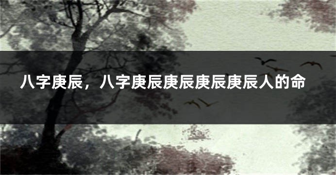 八字庚辰，八字庚辰庚辰庚辰庚辰人的命