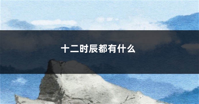 十二时辰都有什么