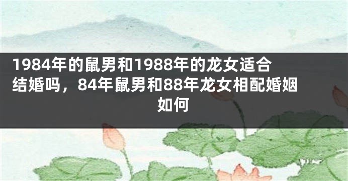 1984年的鼠男和1988年的龙女适合结婚吗，84年鼠男和88年龙女相配婚姻如何