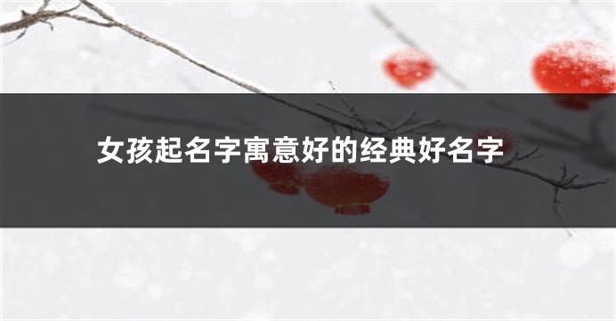 女孩起名字寓意好的经典好名字