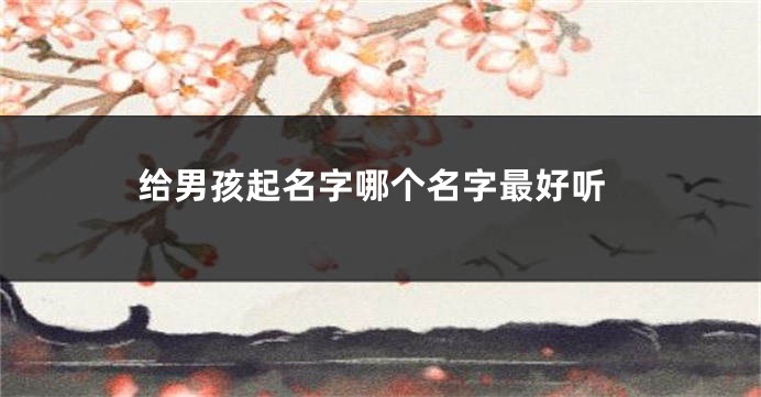给男孩起名字哪个名字最好听