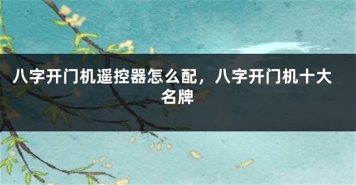 八字开门机遥控器怎么配，八字开门机十大名牌