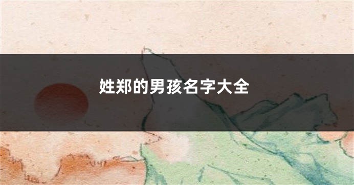 姓郑的男孩名字大全
